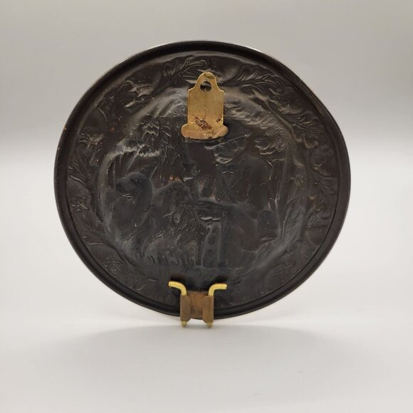 Coppercraft Guild Wall Plaque Pot Holder Hunting Scene Repousse Copper Metal 2 - Picture 6 of 7